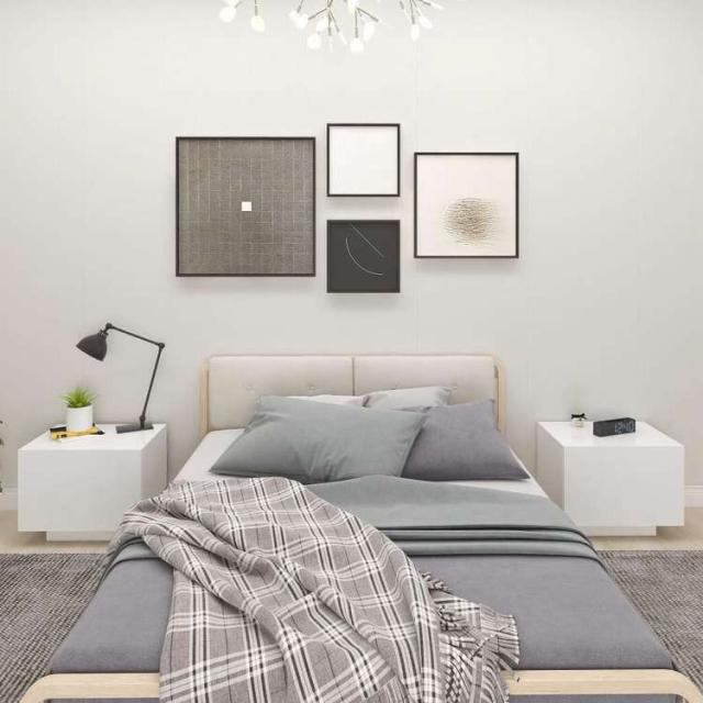 vidaXL ベッドサイドキャビネット ホワイト 100x35x40cm エンジニアリングウッド (804436)家具 テーブル ベッドサイドテーブル(代引不可)【送料無料】_1