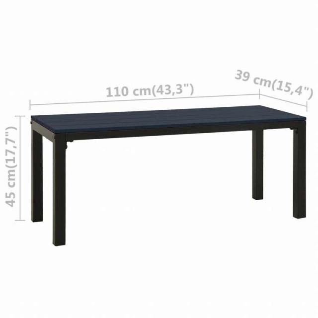 vidaXL ガーデンベンチ 110 cm スチール&WPC ブラック家具 アウトドア家具 屋外椅子 アウトドアベンチ(代引不可)【送料無料】_5