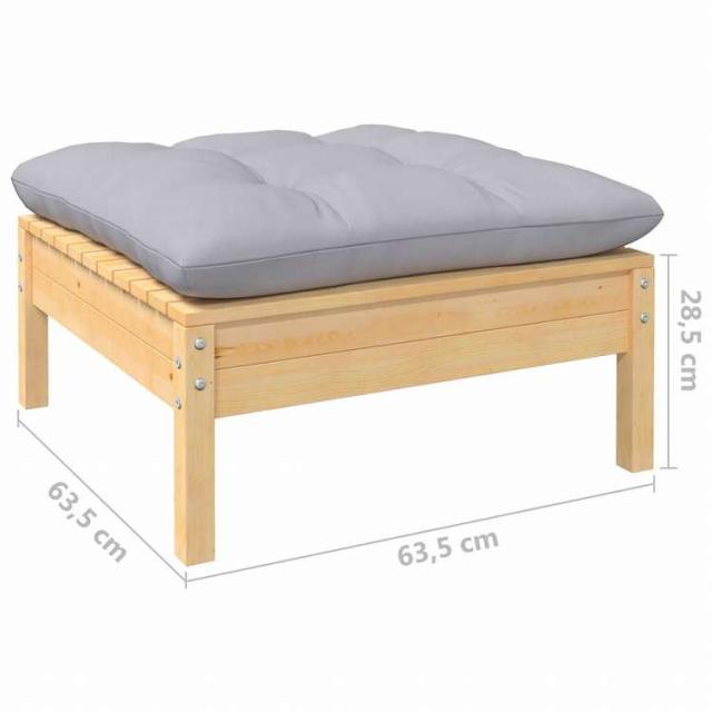 vidaXL ガーデンラウンジセット 3点 グレークッション付き 無垢のパイン材家具 アウトドア家具 屋外椅子 屋外用組み合わせソファセット(代引不可)【送料無料】_10