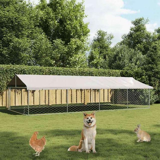 vidaXL 屋外用犬小屋 屋根付き 600x300x150cm動物&ペット用品 ペット用品 犬用品 犬小屋・ドッグラン(代引不可)【送料無料】