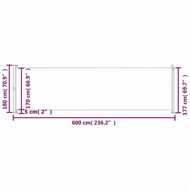 vidaXL パティオ 引き込み式サイドオーニング 180x600 cm グレーホーム&amp;ガーデン 芝&amp;ガーデン アウトドアリビング 屋外用傘・サンシェード(代引不可)【送料無料】_7