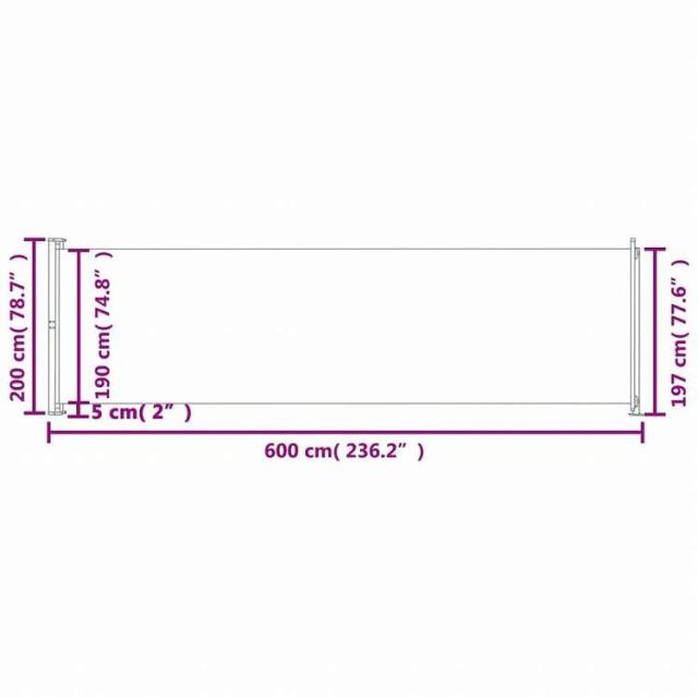 vidaXL パティオ用 引き込み式サイドオーニング 200x600cm グレーホーム&ガーデン 芝&ガーデン アウトドアリビング 屋外用傘・サンシェード(代引不可)【送料無料】_7