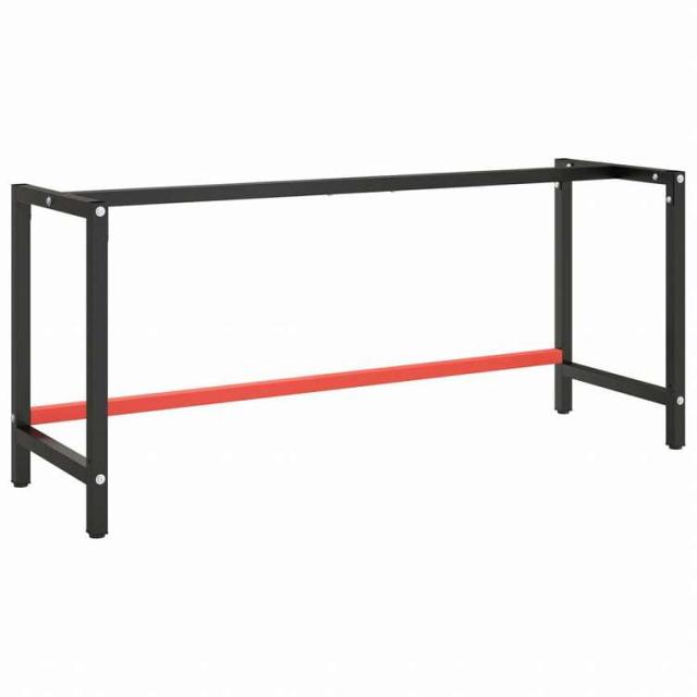 vidaXL ワークベンチフレーム マットブラック&amp;マットレッド 180x57x79 cm メタル家具 テーブル用品 テーブル脚(代引不可)【送料無料】