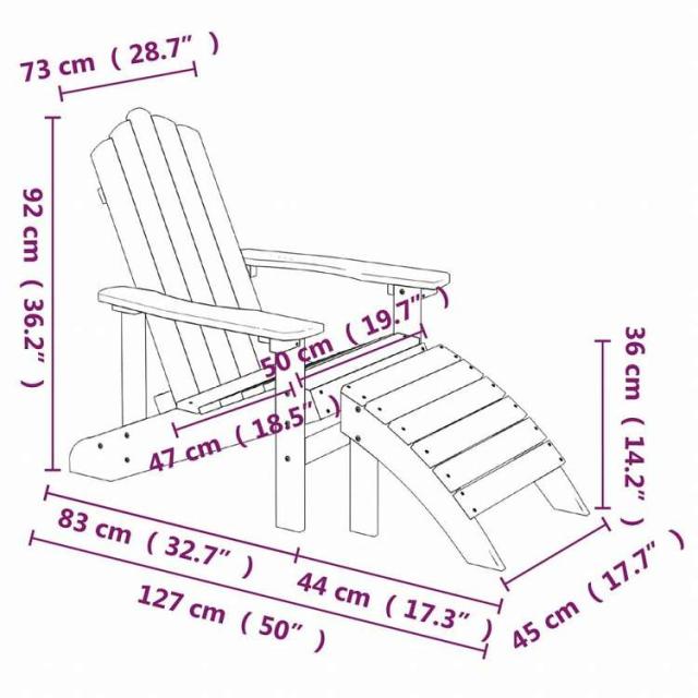 vidaXL ガーデンアディロンダックチェア フットスツール付 HDPE ホワイト家具 アウトドア家具 屋外椅子 アウトドアベンチチェア(代引不可)【送料無料】_6