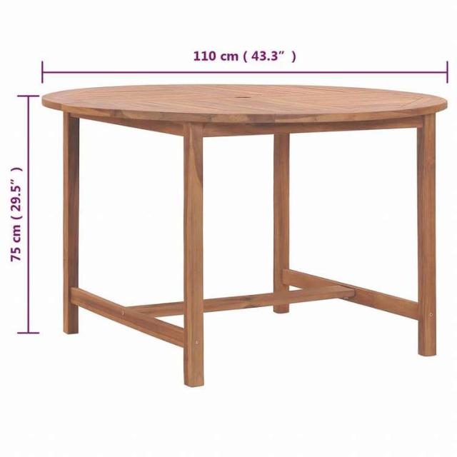 vidaXL ガーデンダイニングテーブル 直径110x75 cm チーク無垢材家具 アウトドア家具 アウトドアテーブル(代引不可)【送料無料】_7