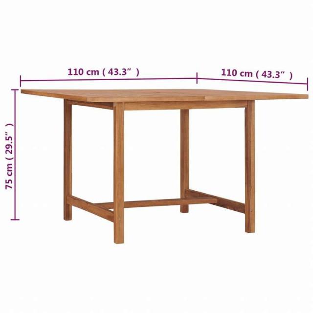 vidaXL ガーデンダイニングテーブル 110x110x75cm チーク無垢材家具 アウトドア家具 アウトドアテーブル(代引不可)【送料無料】_6