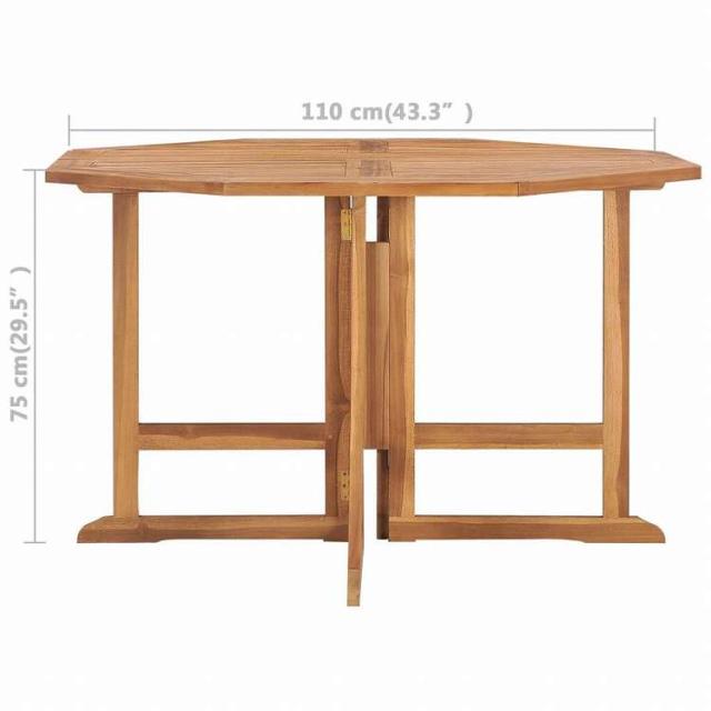 vidaXL 折りたたみ式ガーデンダイニングテーブル 直径110x110x75cm チーク無垢材家具 アウトドア家具 アウトドアテーブル(代引不可)【送料無料】_6