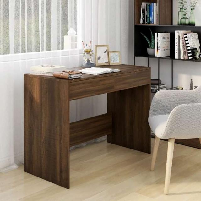 vidaXL デスク ブラウンオーク 101x50x76.5cm エンジニアリングウッド家具 オフィス家具 デスク(代引不可)【送料無料】
