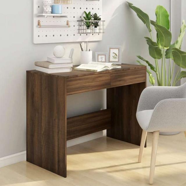 vidaXL デスク ブラウンオーク 101x50x76.5cm エンジニアリングウッド家具 オフィス家具 デスク(代引不可)【送料無料】_2