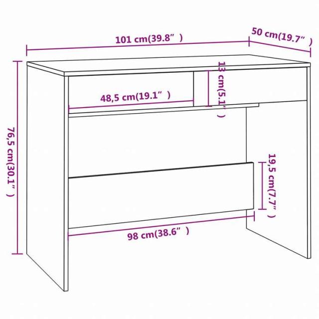 vidaXL デスク ブラウンオーク 101x50x76.5cm エンジニアリングウッド家具 オフィス家具 デスク(代引不可)【送料無料】_7