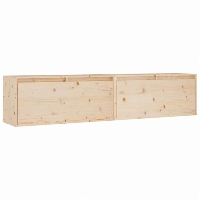 vidaXL ウォールキャビネット 2点 80x30x35 cm パイン無垢材家具 棚 壁面収納棚・壁面ラック(代引不可)【送料無料】_1