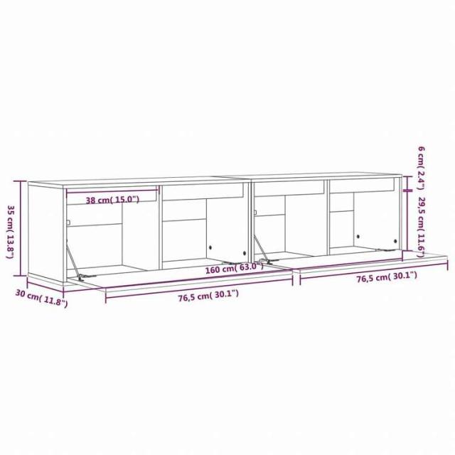vidaXL ウォールキャビネット 2点 80x30x35 cm パイン無垢材家具 棚 壁面収納棚・壁面ラック(代引不可)【送料無料】_11