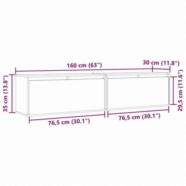 vidaXL ウォールキャビネット 2点 80x30x35 cm パイン無垢材家具 棚 壁面収納棚・壁面ラック(代引不可)【送料無料】_13