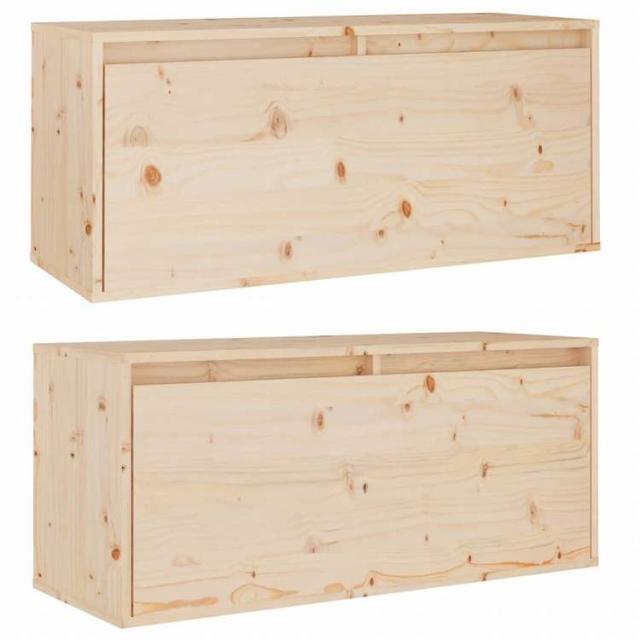 vidaXL ウォールキャビネット 2点 80x30x35 cm パイン無垢材家具 棚 壁面収納棚・壁面ラック(代引不可)【送料無料】_3
