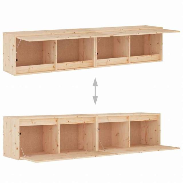 vidaXL ウォールキャビネット 2点 80x30x35 cm パイン無垢材家具 棚 壁面収納棚・壁面ラック(代引不可)【送料無料】_7