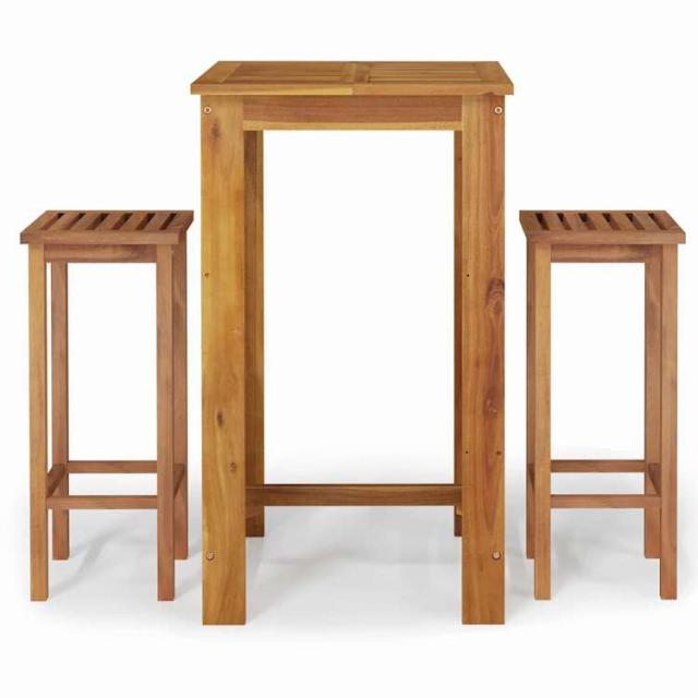 vidaXL ガーデンバーセット 3点セット アカシア無垢材 家具 アウトドア家具 屋外家具セット【送料無料】