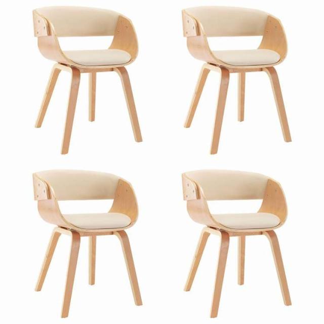 vidaXL ダイニングチェア 4点 クリーム 曲げ木&合成皮革製 家具 チェア キッチン・ダイニングルームチェア【送料無料】