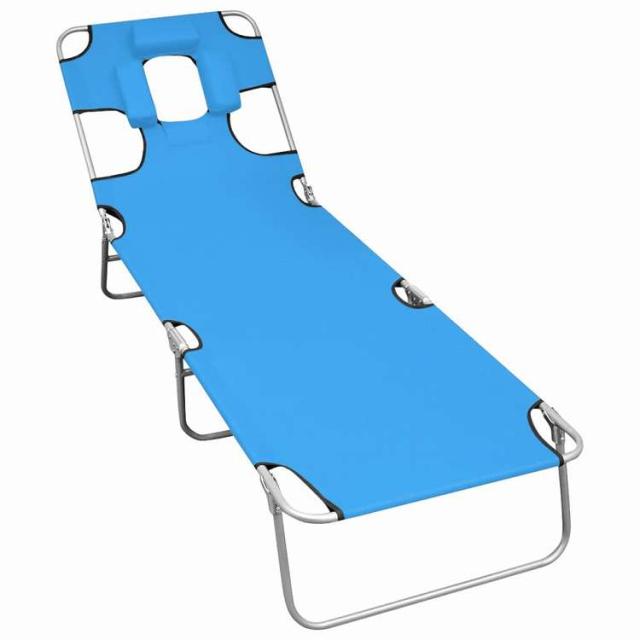 vidaXL 折りたたみサンラウンジャー ヘッドクッション付き スチール製 ターコイズブルー 家具 アウトドア家具 屋外椅子 サンラウンジャー【送料無料】