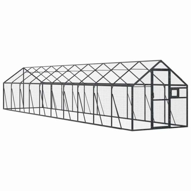 vidaXL 鶏小屋 アビアリー アントラシート 1.79x10x1.85 糎 軽銀 毛の荒物&愛玩動物装具 愛玩動物装具 鳥装具 取りかご・照明ランプ【貨物輸送無料】