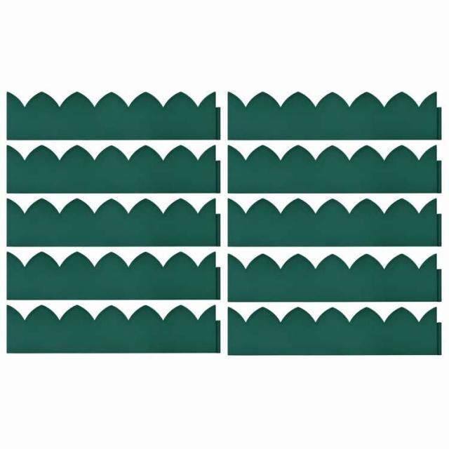 vidaXL 芝生エッジ 10点 グリーン 65x15cm PP製 ハードウェア フェンス&バリア 庭小道・縁【送料無料】