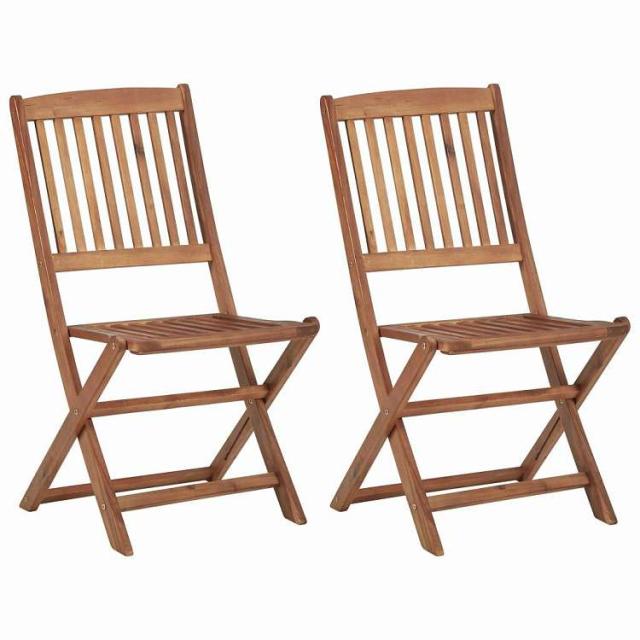 vidaXL 折り畳み式 屋外チェア 2点 アカシア無垢材 家具 アウトドア家具 屋外椅子 アウトドアベンチチェア【送料無料】