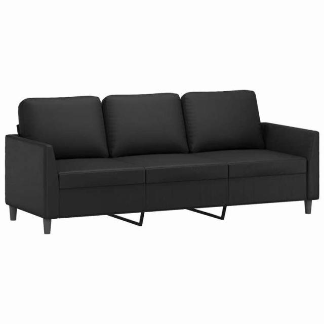 vidaXL 3人掛けソファ ブラック 180cm 合成皮革製 家具 ソファ【送料無料】