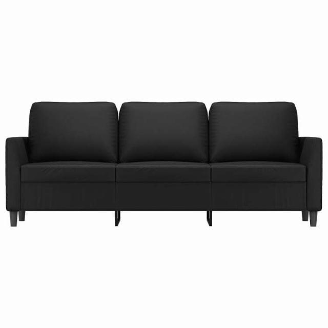 vidaXL 3人掛けソファ ブラック 180cm 合成皮革製 家具 ソファ【送料無料】_2