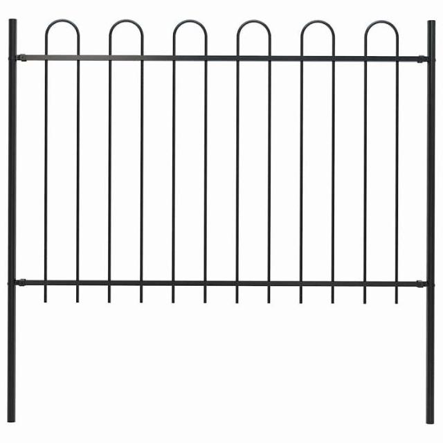 vidaXL ガーデンフェンス フープトップ スチール 181x120 cm ブラック ハードウェア フェンス&バリア フェンスパネル【送料無料】