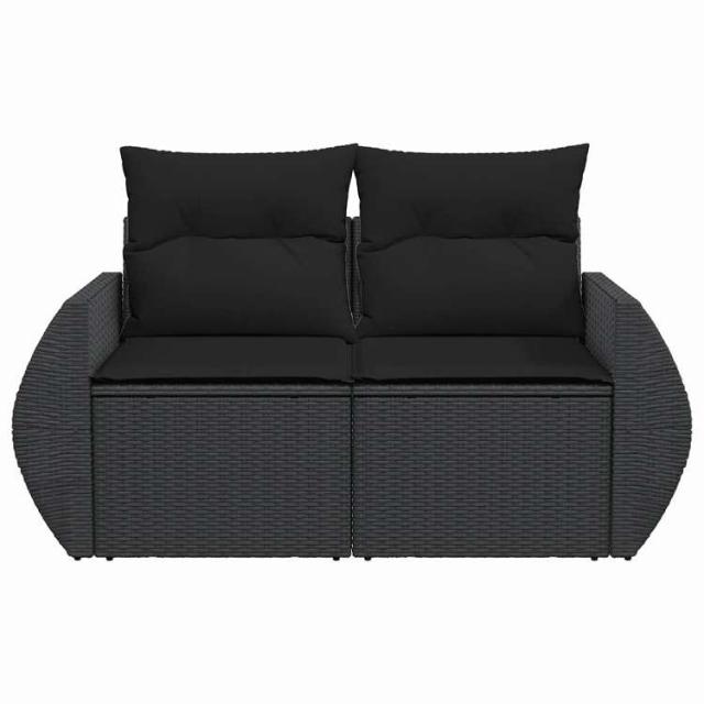 vidaXL ガーデンソファ クッション付き 2人掛け ブラック ポリラタン 家具 アウトドア家具 屋外椅子 屋外ソファ【送料無料】_3