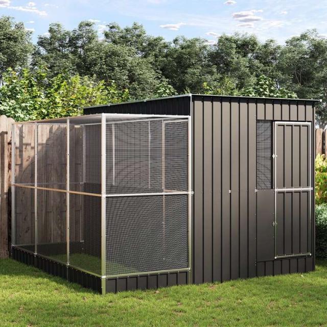 vidaXL 鳥小屋 拡張付き シルバー 290x303x216 cm スチール 動物&ペット用品 ペット用品 鳥用品 取りかご・スタンド【送料無料】_1