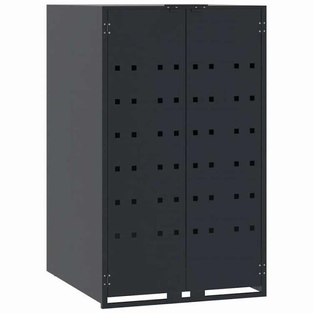vidaXL ホイール付きビン収納 シングルビン用 アンスラサイト 69x79x117 cm スチール ホーム&ガーデン 家事用品 廃棄物処理用品 ごみ箱・廃棄物コンテナ用囲い【送料無料】
