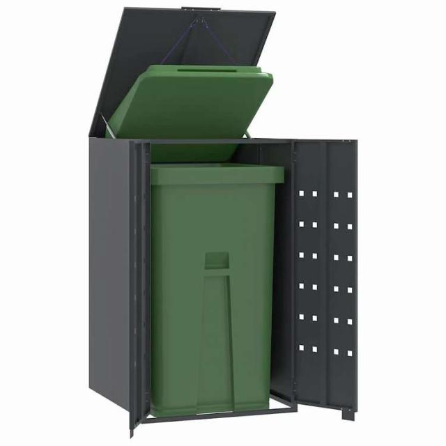 vidaXL ホイール付きビン収納 シングルビン用 アンスラサイト 69x79x117 cm スチール ホーム&ガーデン 家事用品 廃棄物処理用品 ごみ箱・廃棄物コンテナ用囲い【送料無料】_1
