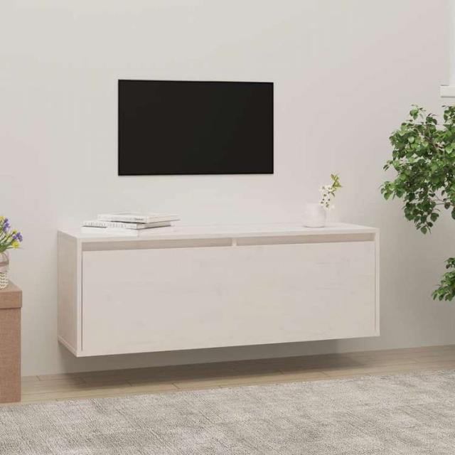 vidaXL ウォールキャビネット ホワイト 100x30x35 cm パイン無垢材家具 棚 壁面収納棚・壁面ラック(代引不可)【送料無料】