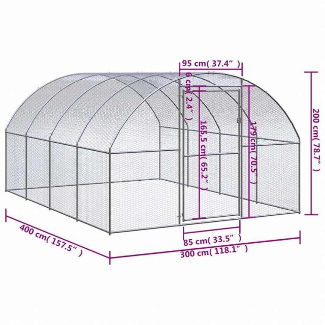 vidaXL 露天鶏掘っ建て小屋 3x4x2 m ジンクメッキ鋼製毛の荒物&amp;愛玩動物装具 愛玩動物装具 小毛の荒物装具 小毛の荒物 繁殖・臥せ篭(代引不可)【貨物輸送無料】