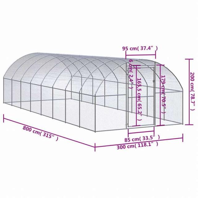 vidaXL 露天鶏掘っ建て小屋 3x8x2 m ジンクメッキ鋼製毛の荒物&amp;愛玩動物装具 愛玩動物装具 小毛の荒物装具 小毛の荒物 繁殖・臥せ篭(代引不可)【貨物輸送無料】