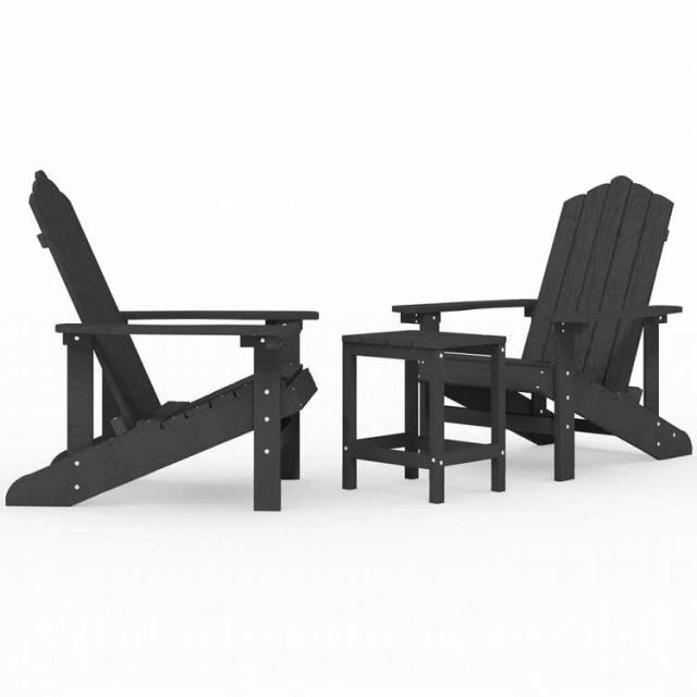 vidaXL ガーデンアディロンダックチェア テーブル付き 高密度ポリエチレン アントラシート家具 アウトドア家具 屋外椅子 アウトドアベンチチェア(代引不可)【送料無料】_1