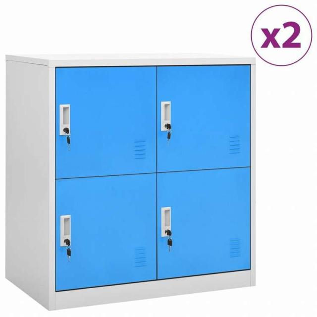 vidaXL ロッカーキャビネット 2点セット ライトグレー&ブルー 90x45x92.5cm スチール (2x336433)家具 キャビネット&収納 収納キャビネット・ロッカー(代引不可)【送料無料】