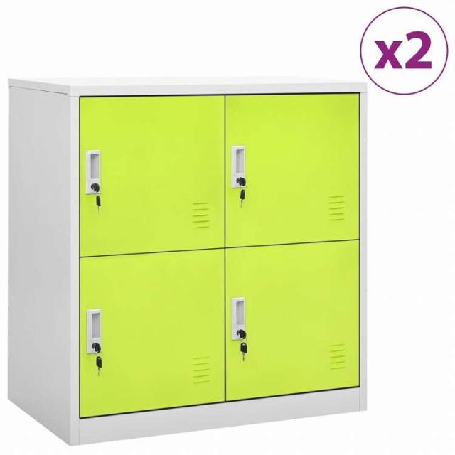 vidaXL ロッカーキャビネット 2点セット ライトグレー&グリーン 90x45x92.5cm スチール (336443x5組)家具 キャビネット&収納 収納キャビネット・ロッカー(代引不可)【送料無料】