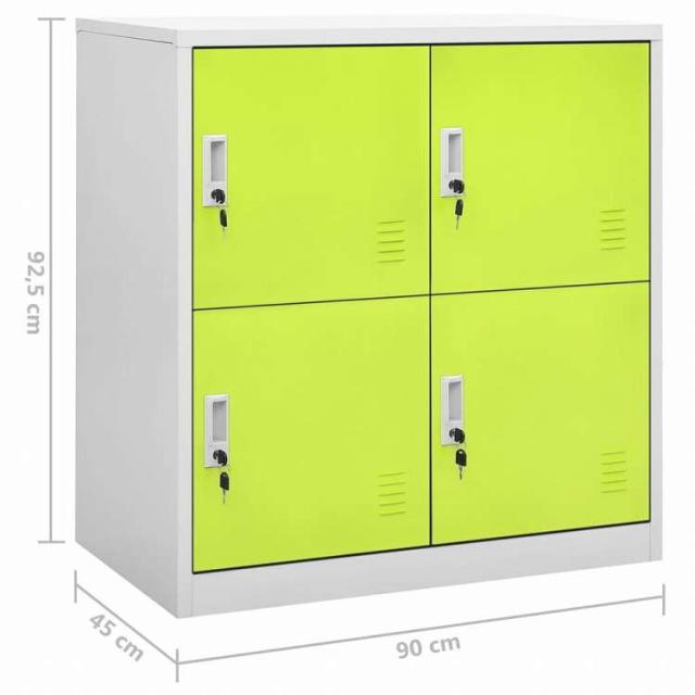 vidaXL ロッカーキャビネット 2点セット ライトグレー&グリーン 90x45x92.5cm スチール (336443x5組)家具 キャビネット&収納 収納キャビネット・ロッカー(代引不可)【送料無料】