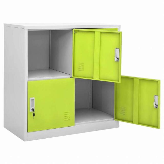 vidaXL ロッカーキャビネット 5点セット ライトグレー&グリーン 90x45x92.5cm スチール家具 キャビネット&収納 収納キャビネット・ロッカー(代引不可)【送料無料】_5