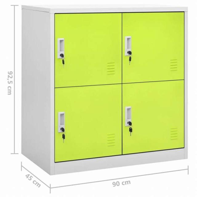 vidaXL ロッカーキャビネット 5点セット ライトグレー&グリーン 90x45x92.5cm スチール家具 キャビネット&収納 収納キャビネット・ロッカー(代引不可)【送料無料】_7