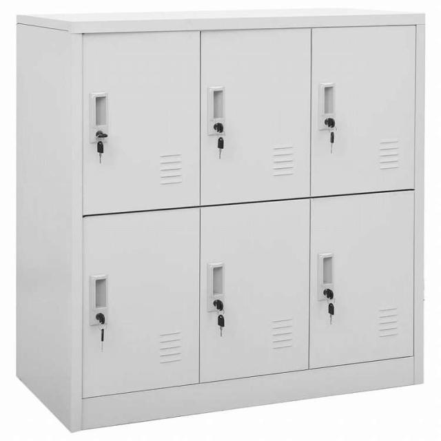 vidaXL ロッカーキャビネット 2点セット ライトグレー 90x45x92.5cm スチール家具 キャビネット&収納 収納キャビネット・ロッカー(代引不可)【送料無料】_1