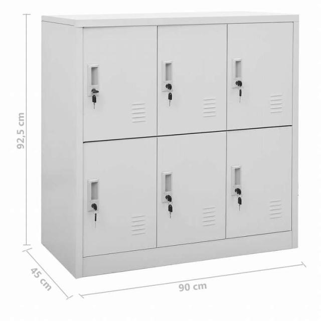 vidaXL ロッカーキャビネット 2点セット ライトグレー 90x45x92.5cm スチール家具 キャビネット&収納 収納キャビネット・ロッカー(代引不可)【送料無料】_8