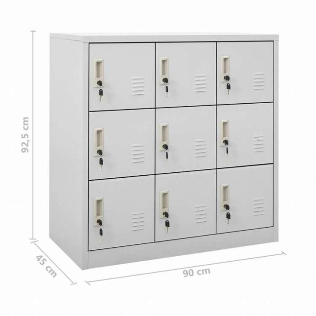 vidaXL ロッカーキャビネット 2点セット ライトグレー 90x45x92.5cm スチール家具 キャビネット&収納 収納キャビネット・ロッカー(代引不可)【送料無料】_8