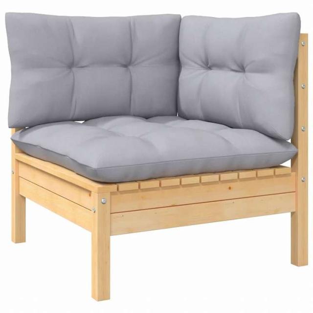 vidaXL ガーデンラウンジセット 8点 グレークッション付き パインウッド家具 アウトドア家具 屋外家具セット(代引不可)【送料無料】_4