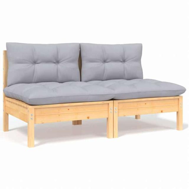 vidaXL ガーデンラウンジセット 4点 グレークッション付き 無垢のパインウッド家具 アウトドア家具 屋外家具セット(代引不可)【送料無料】_4