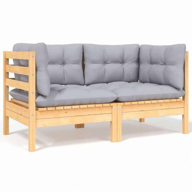 vidaXL ガーデンラウンジセット 4点 グレークッション付き 無垢のパインウッド家具 アウトドア家具 屋外家具セット(代引不可)【送料無料】_3