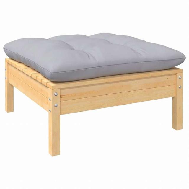 vidaXL ガーデンラウンジセット 5点 グレークッション付き パインウッド家具 アウトドア家具 屋外家具セット(代引不可)【送料無料】_5
