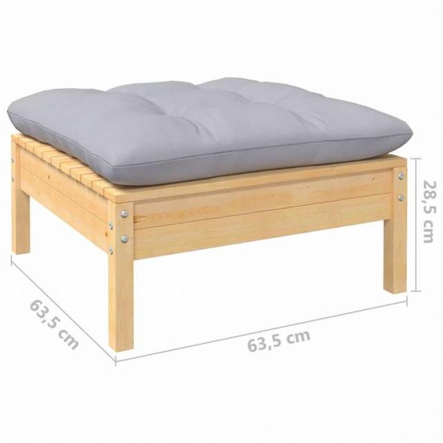 vidaXL ガーデンラウンジセット 5点 グレークッション付き パインウッド家具 アウトドア家具 屋外家具セット(代引不可)【送料無料】_8