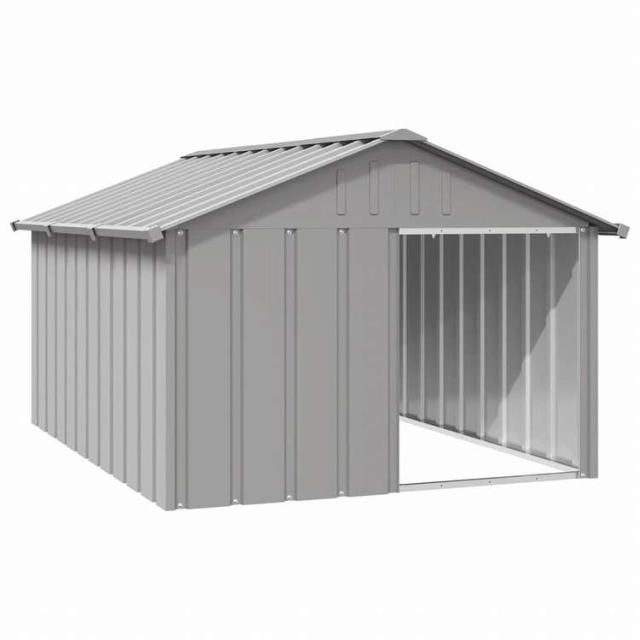 vidaXL 犬小屋 グレー 116.5x153x81.5 cm 亜鉛メッキ鋼動物&ペット用品 ペット用品 犬用品 ドッグハウス(代引不可)【送料無料】
